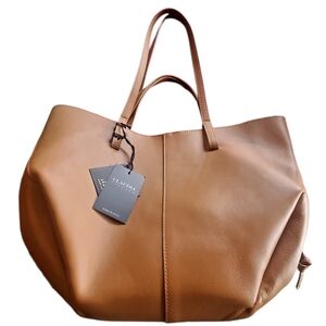Claudia Firenze Italian Leather Tan Shoulder/Tote Bag With Detachable Wristlet.